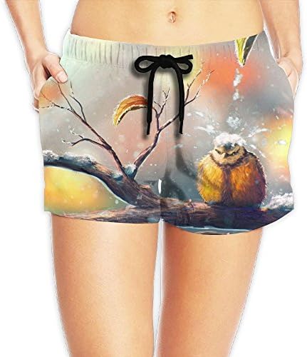 KKZOQ Snow Bird Create Printed Beach Shorts For Women Rock Bord Shorts