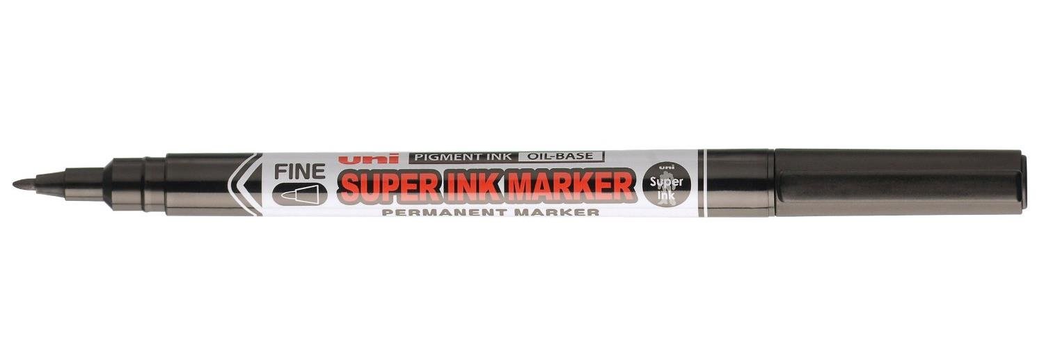 uni-ball Super Ink Permanent Marker Pens. Black Felt Tip Pens for Art, Crafts, Multi Surface Use on Fabric, Paper, CD's, DVD's, Kitchen, Garden, Plastic, Freezer Bags, Glass, Metal, Wood. Pack of 12