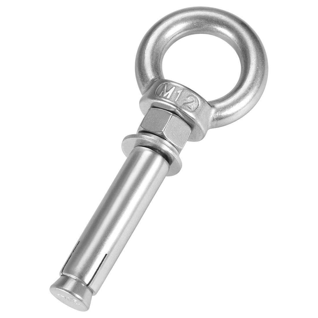 sourcing map M12 x 90 Expansion Eyebolt Eye Nut Screw with Ring 304 Stainless Steel Anchor Raw Bolts 1 Pcs