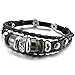 INBLUE Men,Women's Alloy Genuine Leather Bracelet Bangle CZ Black Adjustable Tribal