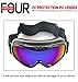 OTG Ski Goggles,for Men Women Adult,Skating Snowboard Eyewear Use Dual PC Uv Proof Lenses with Mirror Coating Anti-fog - Helmet Compatible with Extra Long Adjustable Strap[BLACK]