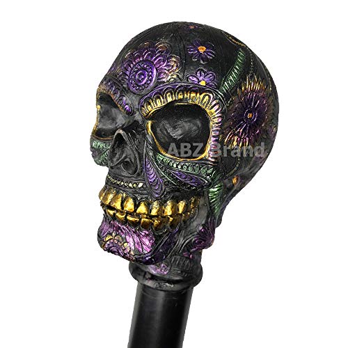 ABZ Brand he Day of Dead Día de Muertos Colorful Sugar Skull Head Decorative Walking Cane 36"