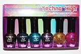 6 Pack Combo of All Techno High Metallic Color Nail Polish Lacquer Collection