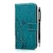LG K8 (LG Escape 3,LG Phoenix 2) Wallet Case - Auideas Fashion Floral Butterfly Embossed PU Leather Magnetic Flip Cover Card Holders & Hand Strap for LG K8 (LG Escape 3,LG Phoenix 2) with Pen - Blue