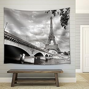 Eiffel Tower View from Seine River - Fabric Wall Tapestry Home Decor - 51x60 inches