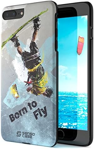 iPhone 7/8 Plus Case, Born For Kiteboarding. Sensocase Premium Extreme Sports Unique Designer Tough Shell Thin Cover. Luxury, Anti-Fingerprint, Anti-Scratch Stylish Slim Protective Apple Phone Case.
