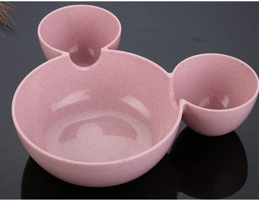 Loveablely 4 Set Wheat Stalk Plates With Dividers, Fork, Spoon, Chopsticks For Kids Feeder Sets, Plate