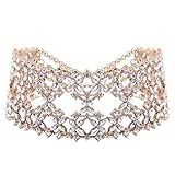 XY Fancy Women Fashion Punk Chain Collar Necklace Wide Band Alloy Rhinestone Choker