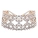 XY Fancy Women Fashion Punk Chain Collar Necklace Wide Band Alloy Rhinestone Choker Gold