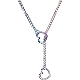 Marrywindix Heart Slip Chain Necklaces Stainless Steel Y-Necklace Choker Necklace Cuban Punk Gothic Collar Chain for Women