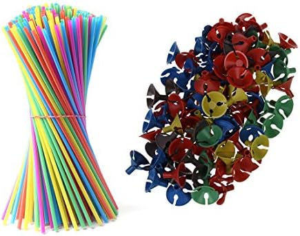 3A Featuretail Premium Quality Plastic Balloons Stick Holder with Cup for Birthday/Party Decoration, Balloon Bouquet (Plastic, 50pc Multicolour)