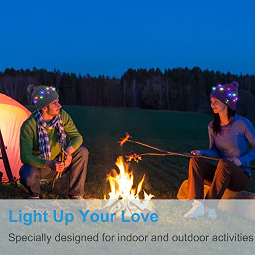 Mydeal LED String Light Up Beanie Hat Knit Cap with Copper Wire Colorful Lights 4 feet 18 LEDs for Men Women Indoor and Outdoor, Festival, Holiday, Celebration, Parties, Bar, Christmas Gifts - Purple