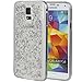 IYCK S5 Case, Galaxy S5 Case, Luxury Bling Glitter Sparkle [Gold Foil Embedded] Transparent Flexible Soft Rubber Gel TPU Protective Shell Hybrid Bumper Case Cover for Samsung Galaxy S5 - Silver