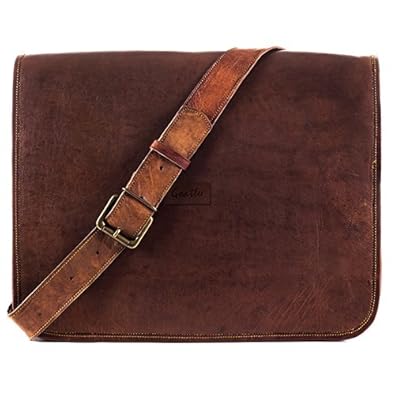 Goatter Leather 11 Laptop Messenger Bag (Brown)