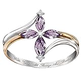 Rubyyouhe8 Ring&with God All Things are Possible Lady Dual Color Faux Amethyst Cross Floral Ring Ring for Women Fashion Unisex Jewelry Accessories(US 7)
