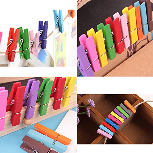 image for OUNONA 40pcs Wooden Clothespins Durable Clothes Pegs Pins, Colorful ph