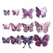 12-Piece 3D Purple Butterfly Wall Stickers DIY Art Decor Crafts for Hallowmas Thanksgiving Christmas New Year Decor Nursery Classroom Offices Kids Bedroom Bathroom Living Room Magnets and Glue