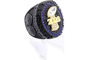 NOBLEHEAD 2023 Fantasy Football Championship Ring | Black Gunmetal Plated Award For Fantasy Football Trophy League Winner | Color Stones