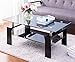 Merax Distinctive Design Coffee Tea Table with 2-Tiers Glass Top and Black Wooden Legs