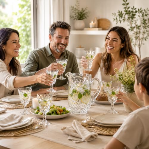 Jogo de Jarra e Taças de Vidro 7 Peças 1,5L com 6 Taças 300ml HABITARA HOME