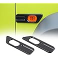 2PCS Side Turn Signal Light Cover Guard Fender Turn Signal Lamp Frame Bezel Trim Compatible with Suzuki Jimny 2019 2020 2021 2022 2023 2024 Exterior Accessories (Black-A)