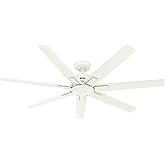 Hunter Fan 60 inch Matte White Indoor/Outdoor Ceiling Fan with 7 Baldes for Living Room, Bedroom, Farmhouse, Porch (Renewed)