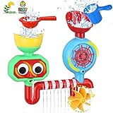 Bath Toys Toddlers Bathtub Toys Bath Wall Toy Waterfall Station Fill Flow and Spin Two Chambers with Two Stackable Cups Gift for Babies 1 2 3 Year Old Boys Girls Toys Non Toxic Gift Ideas