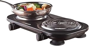Brentwood Appliances TS-361BK electric double burner, med, Black