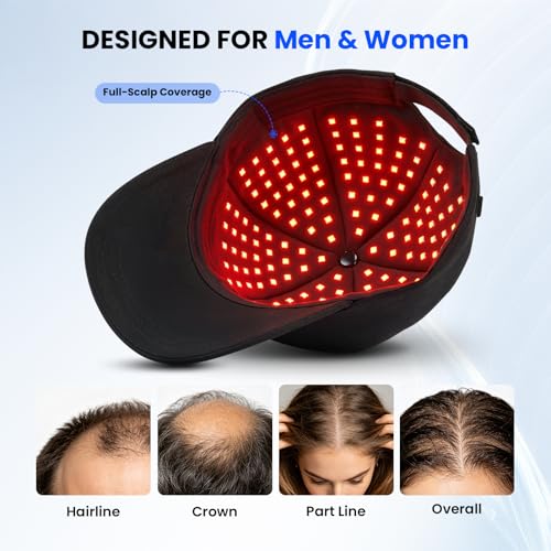 CAYAMA Red Light Hair Growth Cap for Men & Women, 528 Total Light Emitters, Rechargeable Controller, 4 Modes with Adjustable 10–20 Min Timer, At-Home Scalp Care (No Need Plug)