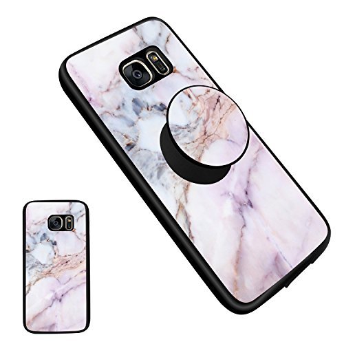 Samsung Galaxy S7 Edge Marble Case with Stand Flexible Soft TPU Cover and Multifunction Grip Pop Holder for Samsung Galaxy S7 Edge - Marble5