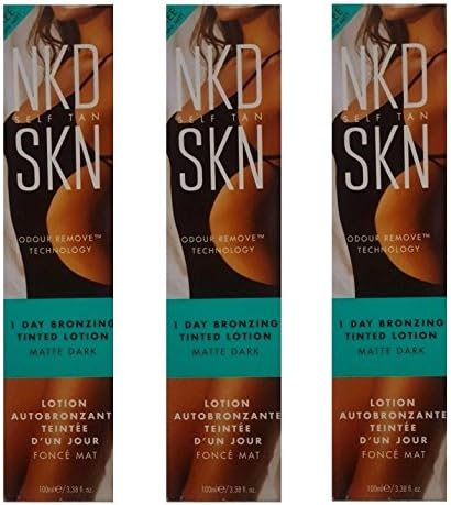 NKD SKN Self Tan 1 Day Bronzing Tinted Lotion, Matte Dark, 3.38 Oz (Pack of 3) + FREE Schick Slim Twin ST for Sensitive Skin