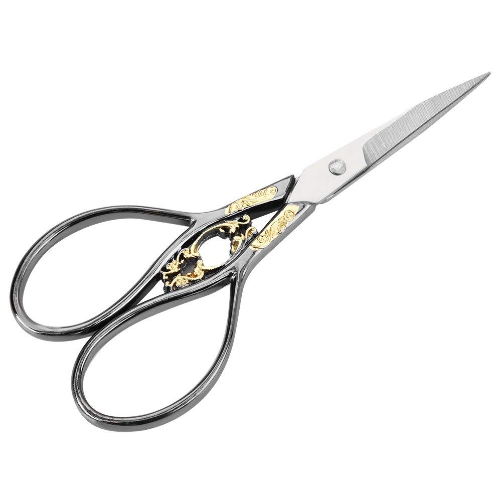 Hilitand 1pc Antique Style Stainless Steel Tailor Scissors Household DIY Sewing Accessories Dressmaking Thread Shears for Embroidery (Black)