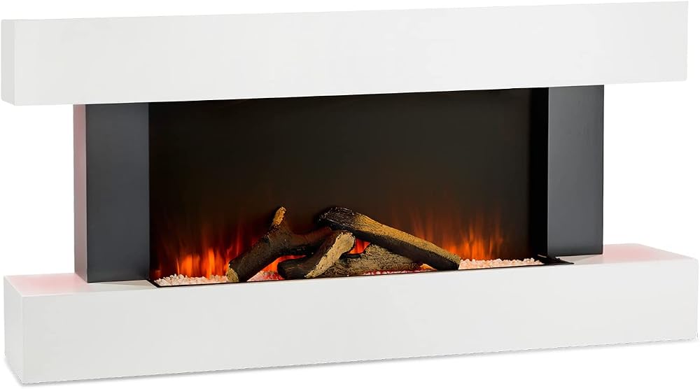 Klarstein Electric Fireplace 2000W LED Flame White Mantel Suite Heater Remote