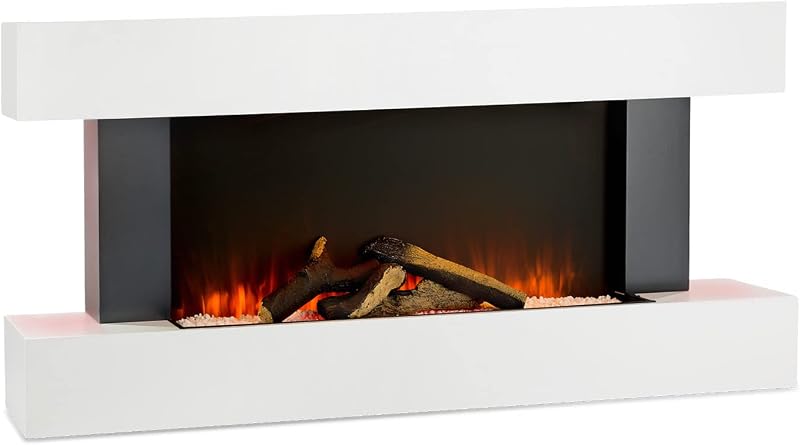 Klarstein Electric Fireplace 2000W LED Flame White Mantel Suite Heater Remote