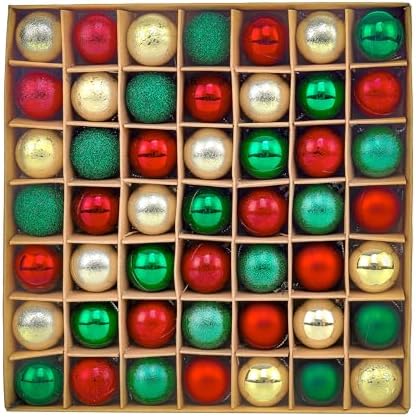 Valery Madelyn Christmas Baubles for Christmas Tree Decoration，49pcs 3cm Red Green Gold Shatterproof Ball Ornaments