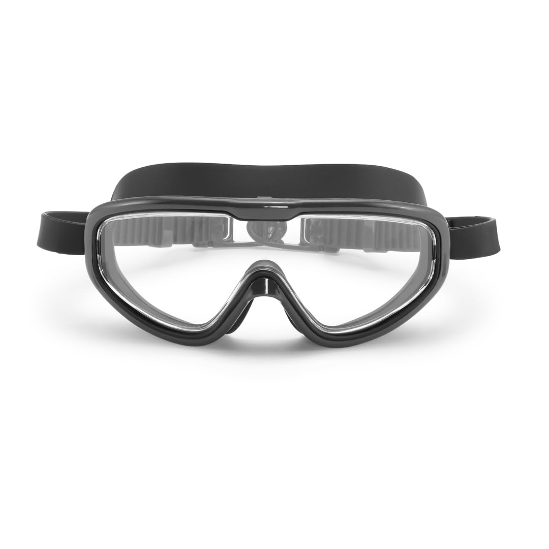 Photo 1 of Petites Pommes Adult Swim Goggles for Ages 14+ – Lightweight Silicone, Anti-Fog Wide Lens, Retro Design Swimming Goggles, Hair-Safe Buckle, Cotton Pouch Included, Ink