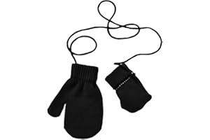 , Cute Kids Winter Accessories for Skiing Skating | Toddler Gloves | Full Finger Stretch Mittens with Rope | Kids Ski Gloves