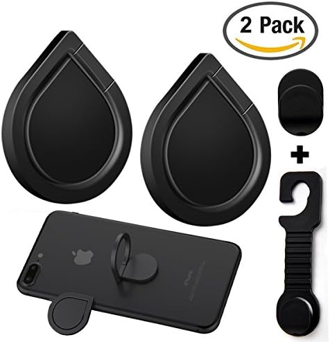 Phone Ring Holder &amp; Stand - 2 Pieces Universal Finger Grip Stand Holder Ring - Car Mount Phone Ring Grip for iPhone / Samsung / Galaxy / iPad / Phone Case (Black/Water Droplets)