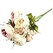Kangnice Vintage Artificial Peony Silk Flowers Bouquet Wedding Room Floral Decor DIY, Beige and Pink