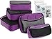 bago 8 Pcs Packing Cubes for Suitcases - 5 Travel Cubes with 3 ZipLock Bags - Luggage Organizer Bags to Get Maximum Storage, Save Time & Effort to Pack - Happy Traveling (Purple)