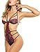 Avidlove Sexy Teddy Lingerie for Women One Piece Halter Lace Babydoll Bodysuit Rose Red S
