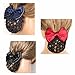 maxgoods 3Pcs Women Hair Clip Hair Bun Cover Barrettes Net Snood Hairnet Lace Bow Bowknot Decor French Hair Clip,Black & Blue & Red