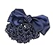 So Beauty Women's Classic Rhinestone Pleated Bowtie Snood Hair Net with French Barrette for Buns Blue