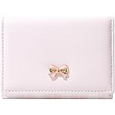 Sunwel Fashion Cute Wallets Girls Coquette Bow Small Wallet Pink Aesthetic with Card Slots ID Window Purse for Women