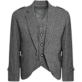 Grey Tweed Crail Highland Kilt Jacket and Waistcoat Scottish Wedding Dress