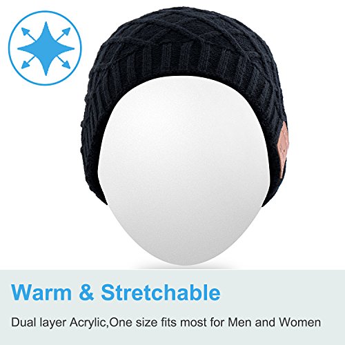 Qshell Unisex Winter Bluetooth Beanie Hat Music Cap with Headphone Headset Stereo Speakers and Mic Hands Free Outdoor Sport Skinning,Cycling,Compatible with iPhone X/8S Android Cell Phones - Gray