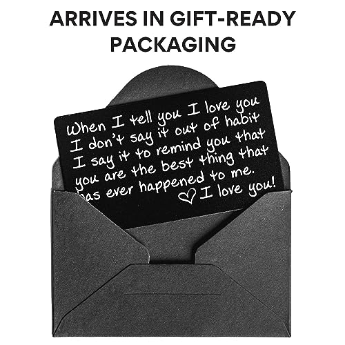 Wallet Card Love Note Engraved Aluminum Anniversary Gifts for Men & Women Husband Gifts from