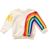 Toddler Kids Baby Girl Boy Long Sleeve Tassel Rainbow Sweatshirt Casual Shirt Pullover Tops