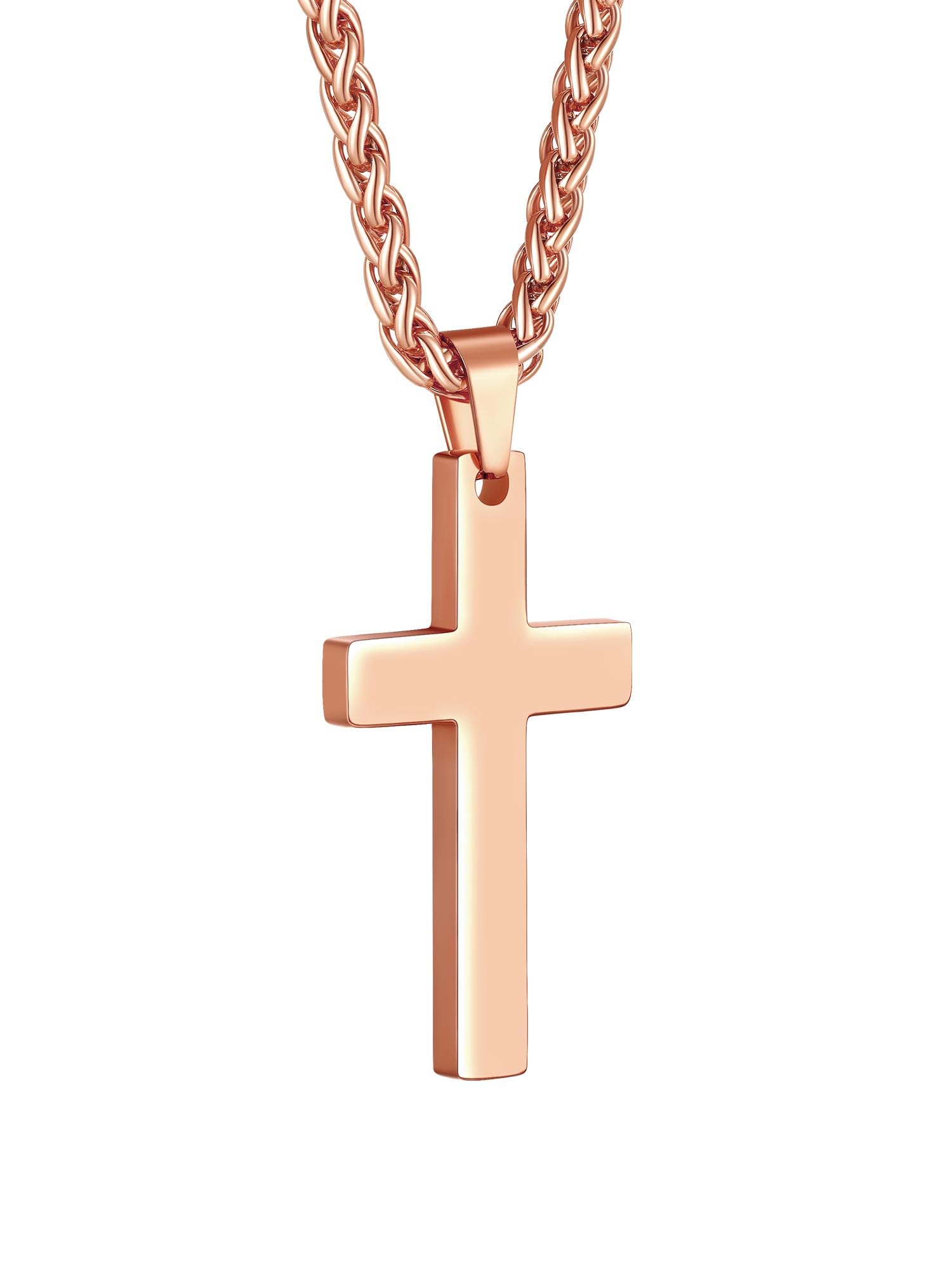 PROSTEEL Rose Gold Color Cross Necklace Christian Jewelry Gift — image 1