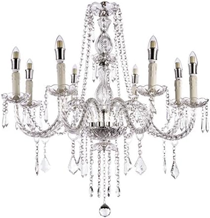 Top Lighting 8-Light Classic Style Chrome Finish Crystal Chandelier Pendant Hanging Ceiling Lighting W28"